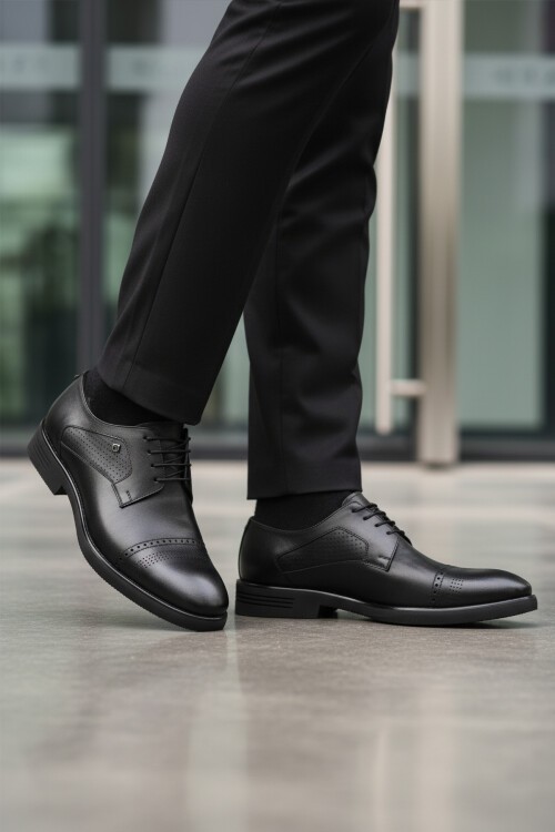 Siyah Hakiki Deri Erkek Günlük Ayakkabı 3255 M