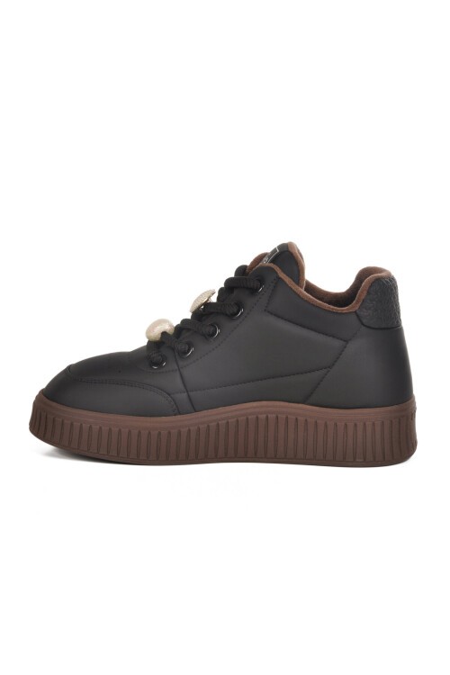 Siyah Suni Deri Kadın Sneaker 25K419-1 Z