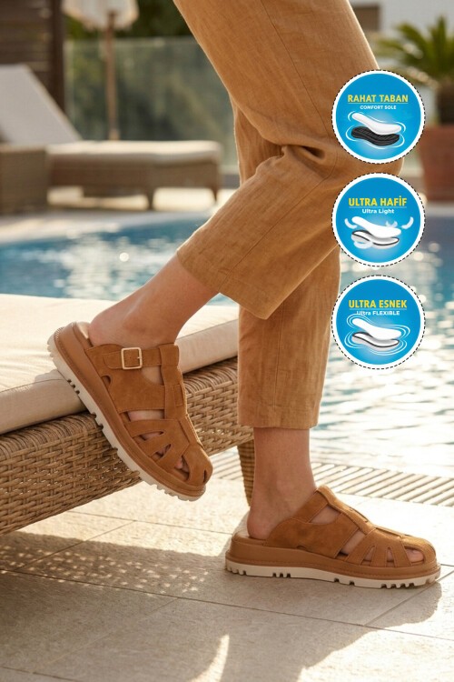 Taba Süet Hakiki Deri Kadın Terlik Z797 Z