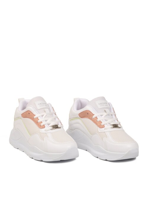 Beyaz-Pudra Esnek Unisex Spor Ayakkabı 051 G