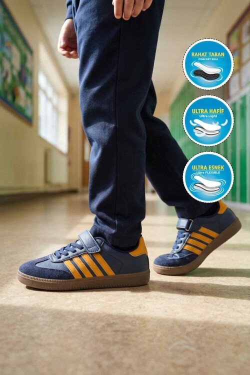 Lacivert-Hardal Cırtlı Erkek Çocuk Spor Ayakkabı 753 F