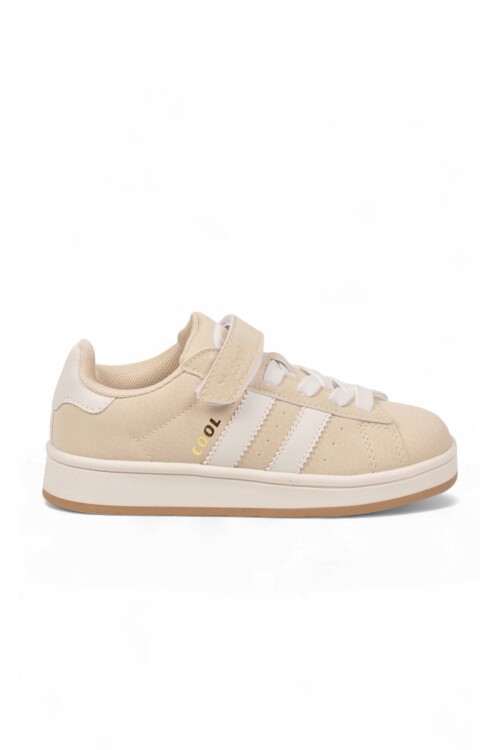 Cırt Bantlı Kalın Rahat Taban Bej Unisex Çocuk Yürüyüş ve Spor Ayakkabı Sneaker Coop