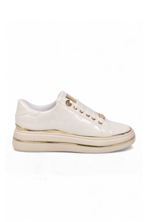 Kadın Beyaz Cilt Bağcıklı Sneaker Kadın Şık Rahat Casual Yürüyüş Ayakkabı 431173