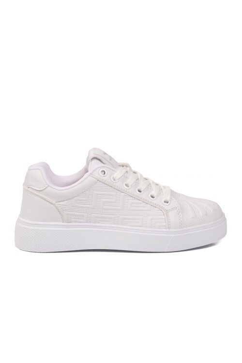 Unisex Bağcıklı Kalın Taban Spor Ayakkabı Beyaz Şık Rahat Casual Ayakkabı Sneaker 26201