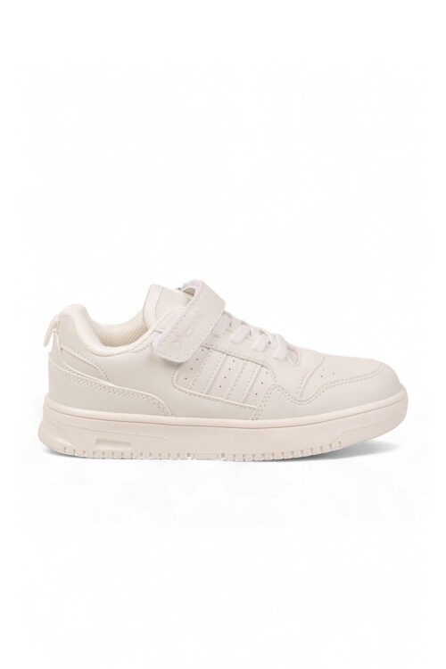 Cırt Bantlı Kalın Rahat Taban Beyaz Unisex Çocuk Yürüyüş ve Spor Ayakkabı Sneaker Foor