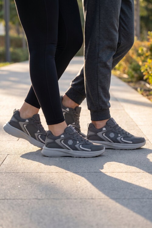 Bağcıklı Kalın Rahat Taban Hafif Esnek Füme Unisex Yürüyüş ve Spor Ayakkabı Sneaker 2032