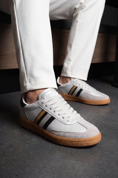 Gümüş-Siyah Bağcıklı Unisex Yürüyüş ve Spor Ayakkabı Sneaker 015