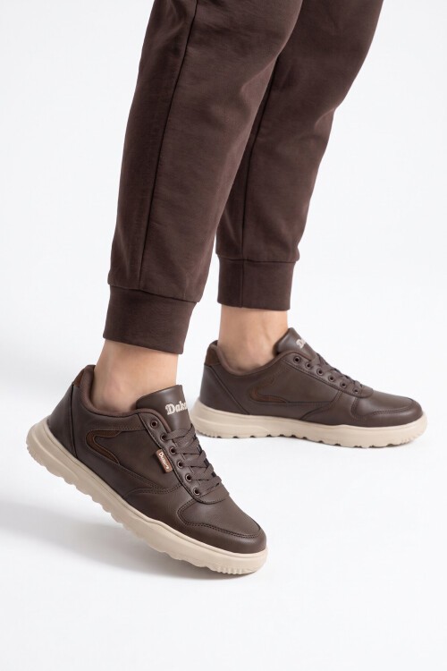 Erkek Bağcıklı Hafif Rahat Taban Kahve Casual Yürüyüş Ayakkabı Sneaker 2297 Cilt