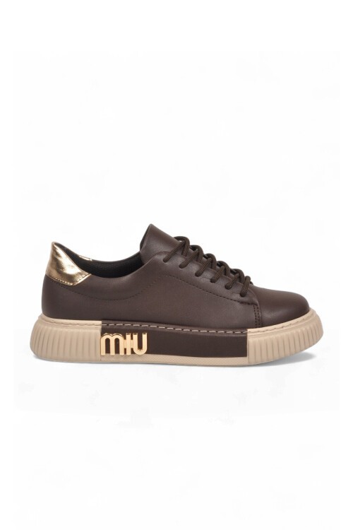 Kadın Kahve Bağcıklı Kalın Tabanlı Şık Rahat Sneaker Günlük Casual Yürüyüş Ayakkabı 261261
