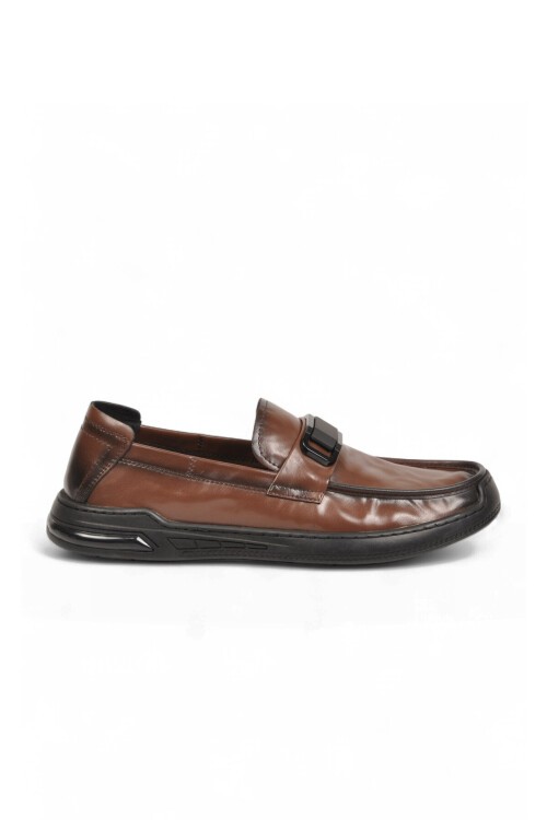 Erkek Şık Rahat Hafif Kahve Hakiki Deri Makosen Casual Loafer Ayakkabı 26K590-2