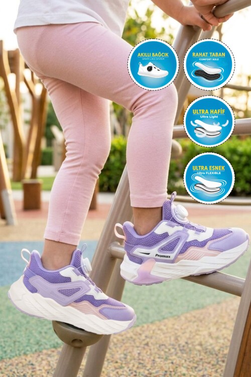 Lila-Beyaz Kız Çocuk Spor Ayakkabı 2099 F