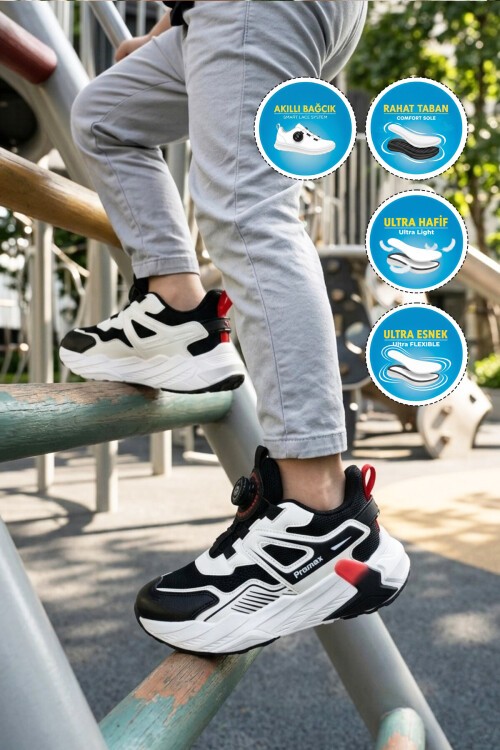 Siyah-Beyaz Erkek Çocuk Spor Ayakkabı 2099 F