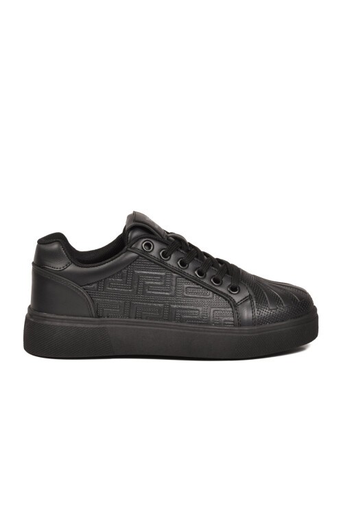 Unisex Bağcıklı Kalın Taban Spor Ayakkabı Siyah Şık Rahat Casual Ayakkabı Sneaker 26201