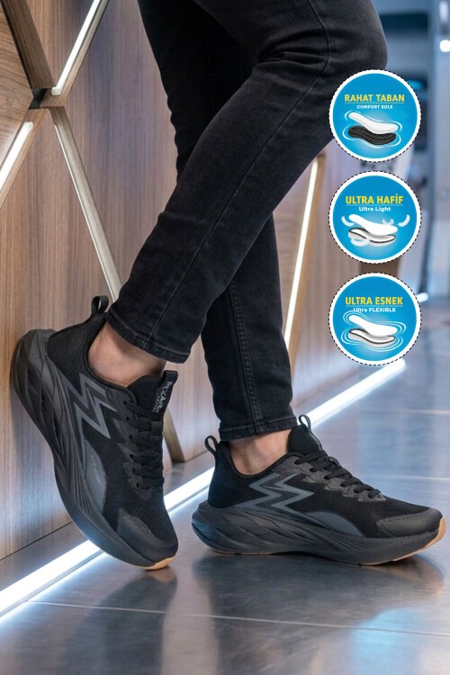 Siyah Hafızalı Tabanlı Erkek Spor Ayakkabı 5026 M