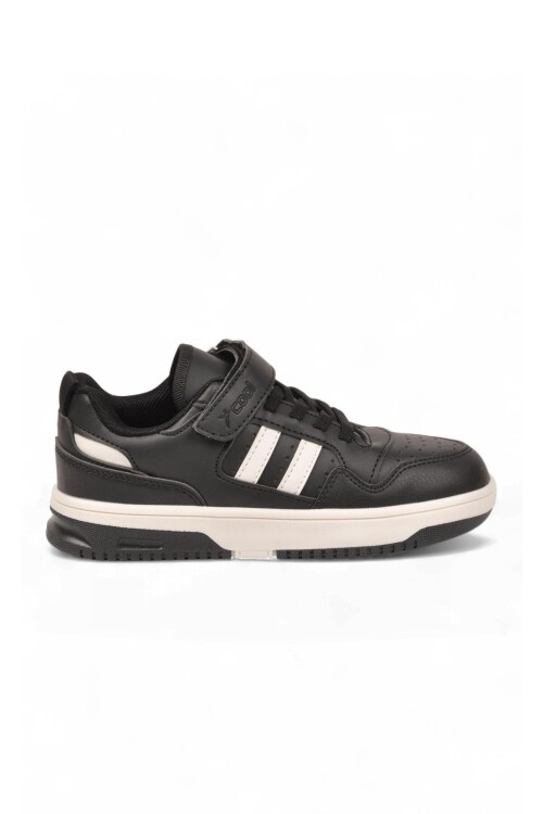 Cırt Bantlı Kalın Rahat Taban Siyah Unisex Çocuk Yürüyüş ve Spor Ayakkabı Sneaker Foor