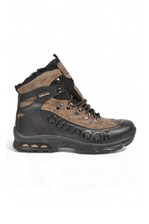 Erkek Bağcıklı Kaymaz Tabanlı Siyah-Vizon Outdoor Trekking Bot 2115