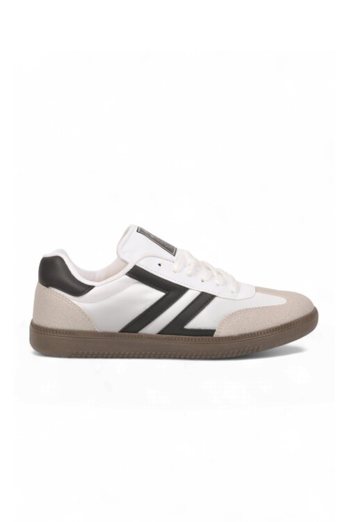 Bağcıklı Şık Rahat Hafif Beyaz-Siyah Unisex Yürüyüş ve Spor Ayakkabı Sneaker 234750