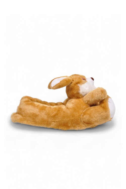 Tavşan Desenli Camel Unisex Ev Terliği Sıcak Tutan Ev Pandufu H025.Z.0000