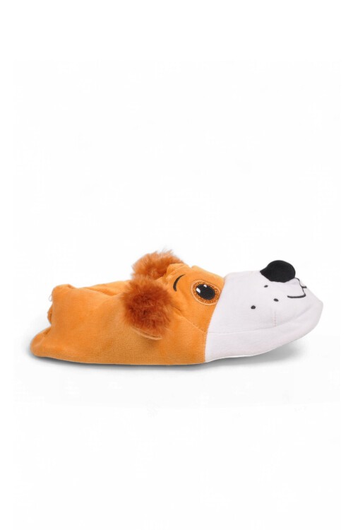 Köpek Desenli Camel Unisex Ev Terliği Sıcak Tutan Ev Pandufu H025.Z.0008