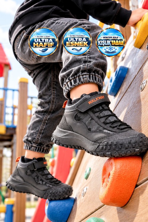 Erkek Çocuk Füme-Turuncu Comfort Tabanlı Lastik Bağcıklı Sneaker Bot Nexo 2280