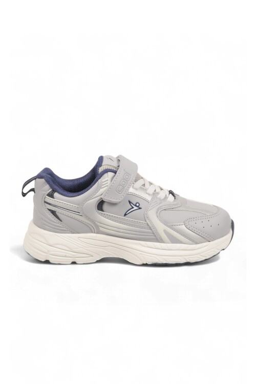 Gri Erkek Çocuk Yürüyüş ve Spor Ayakkabı Cırt Bantlı Kalın Rahat Tabanlı Sneaker Terra 26K