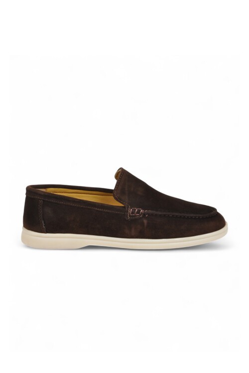 Hafif Rahat Şık Espadril Kahve Hakiki Deri Erkek Casual Loafer Ayakkabı 6K020-217