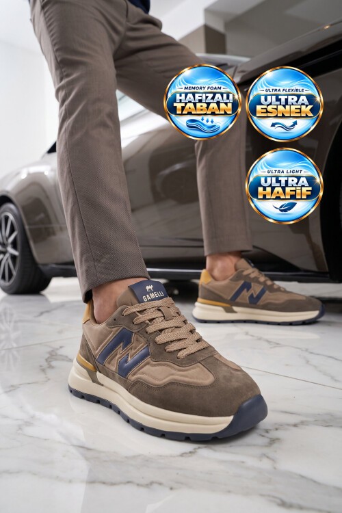 Kahve Erkek Casual Yürüyüş Ayakkabı Bağcıklı Hafızalı Taban Şık Rahat Sneaker Draw