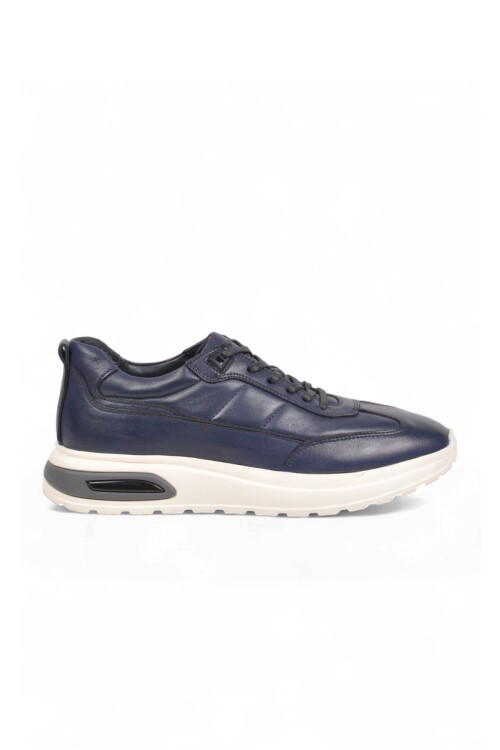 Bağcıklı Kalın Rahat Taban Sneaker Lacivert Hakiki Deri Erkek Casual Ayakkabı HZ1774-0337