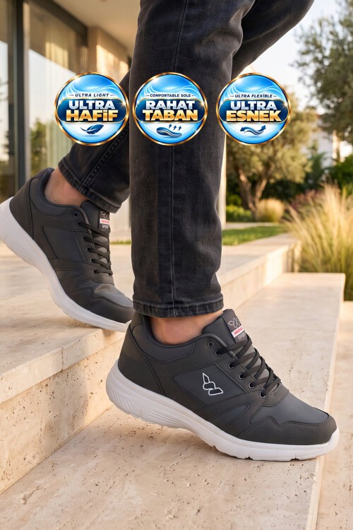 Erkek Lacivert Büyük Numara Bağcıklı Hafif Esnek Yürüyüş ve Spor Ayakkabı Sneaker Core 020
