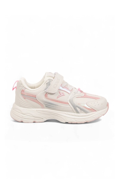 Pudra Kız Çocuk Yürüyüş ve Spor Ayakkabı Cırt Bantlı Kalın Rahat Tabanlı Sneaker Terra 26K