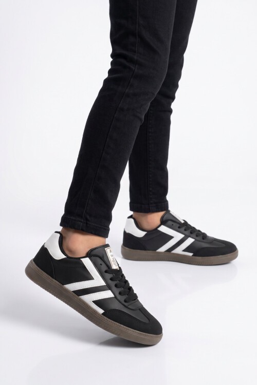 Bağcıklı Şık Rahat Hafif Siyah-Beyaz Unisex Yürüyüş ve Spor Ayakkabı Sneaker 234750