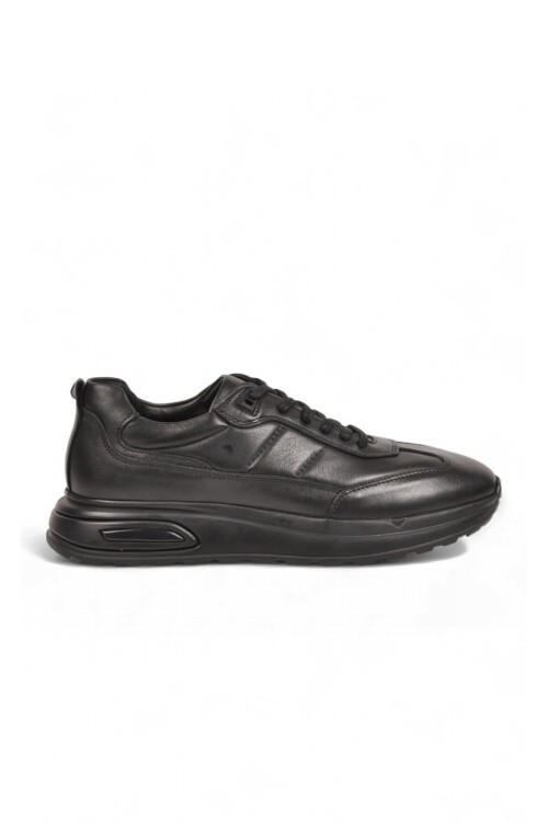 Bağcıklı Kalın Rahat Taban Sneaker Siyah Hakiki Deri Erkek Casual Ayakkabı HZ1774-0337