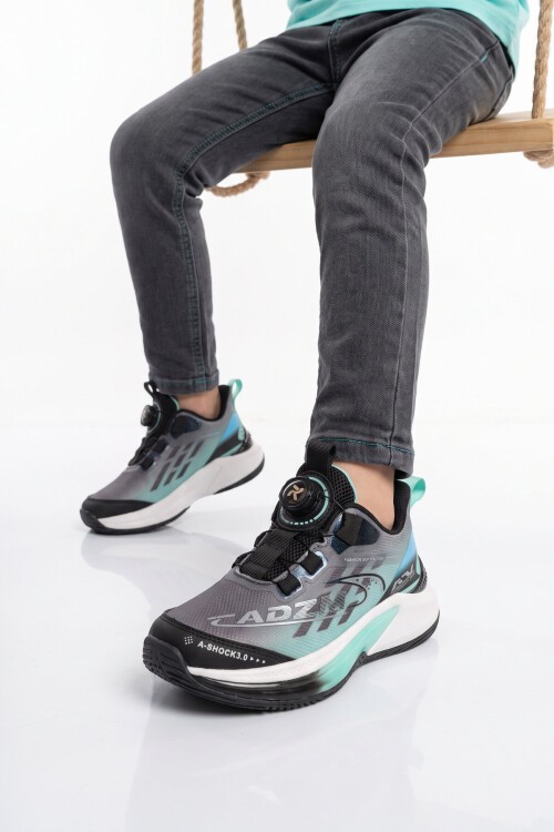 Hafif Rahat Esnek Akıllı Bağcıklı Yeşil Unisex Çocuk Yürüyüş ve Spor Ayakkabı Sneaker Play