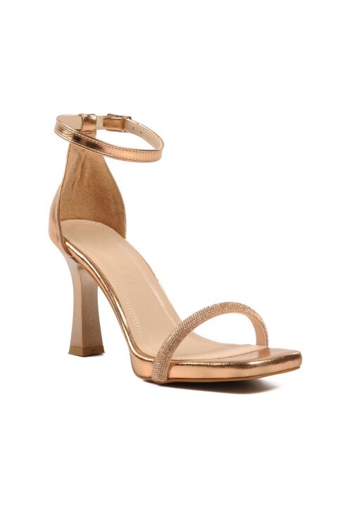 Ayakmod Rose Kırışık Yüksek Topuklu Kadın Abiye Ayakkabı