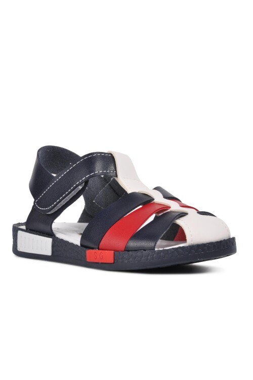 Ayakmod Lacivert-Beyaz-Kırmızı Erkek Çocuk Sandalet