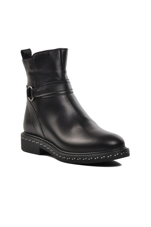 Ayakmod Siyah Hakiki Deri Kadın Bot