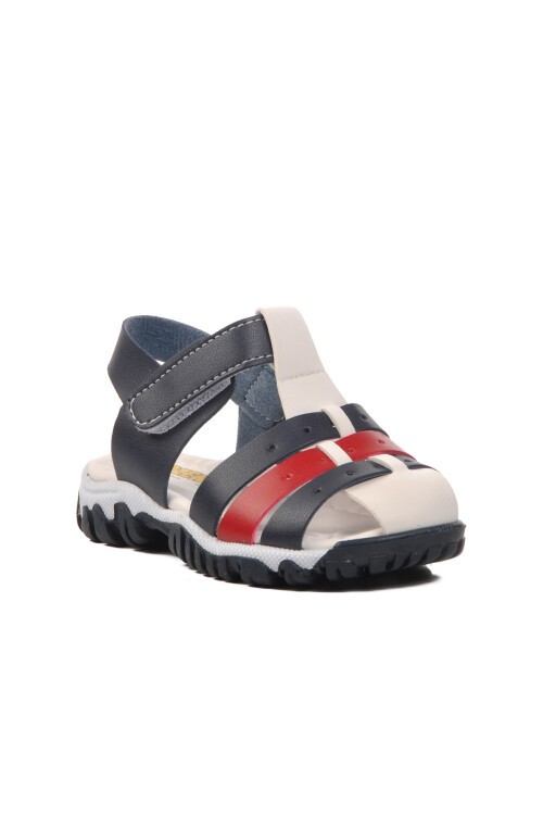 Ayakmod Lacivert-Beyaz-Kırmızı Bebek Sandalet