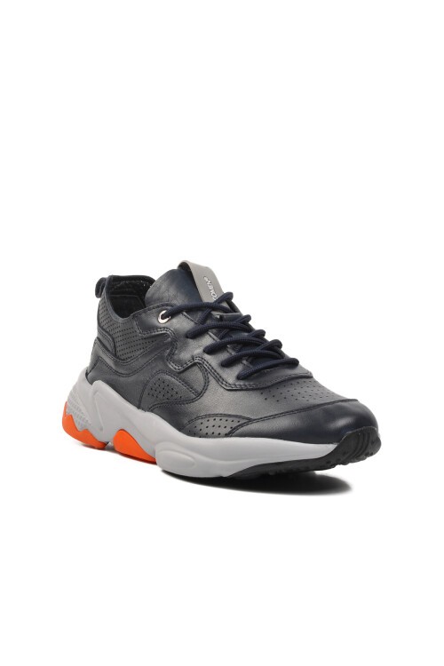 Ayakmod Lacivert-Gri Hakiki Deri Erkek Günlük Ayakkabı