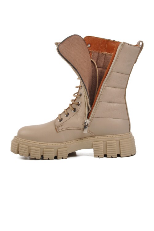 Ayakmod Bej Hakiki Deri Kadın Bot