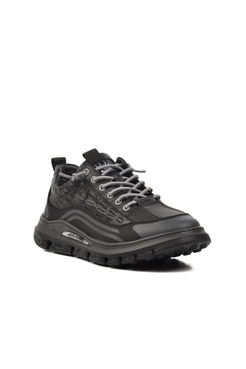 Hakiki Deri Kaymaz Taban Siyah Erkek Sneaker