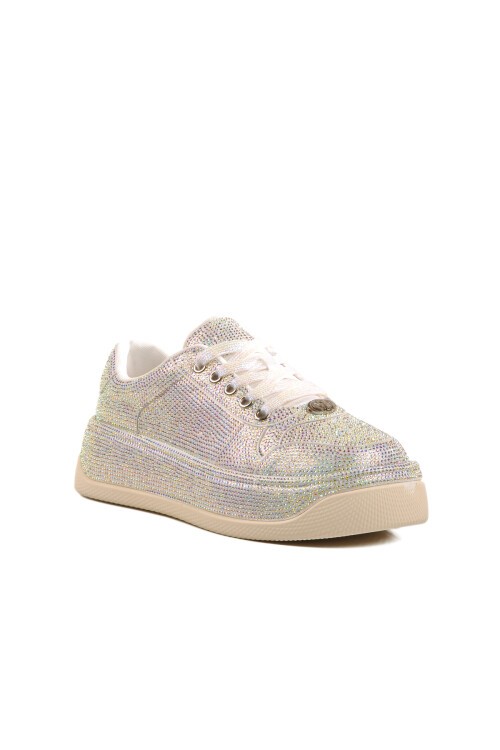 Beyaz Taşlı Kadın Sneaker