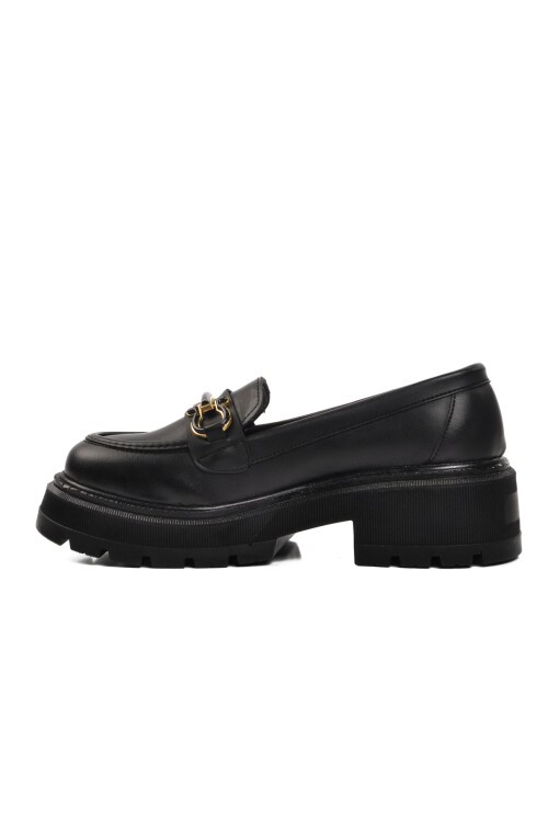 Ayakmod Siyah Cilt Kadın Günlük Ayakkabı