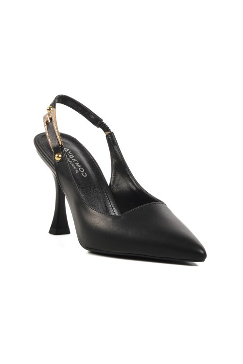 Ayakmod Siyah İnce Topuk Kadın Topuklu Ayakkabı