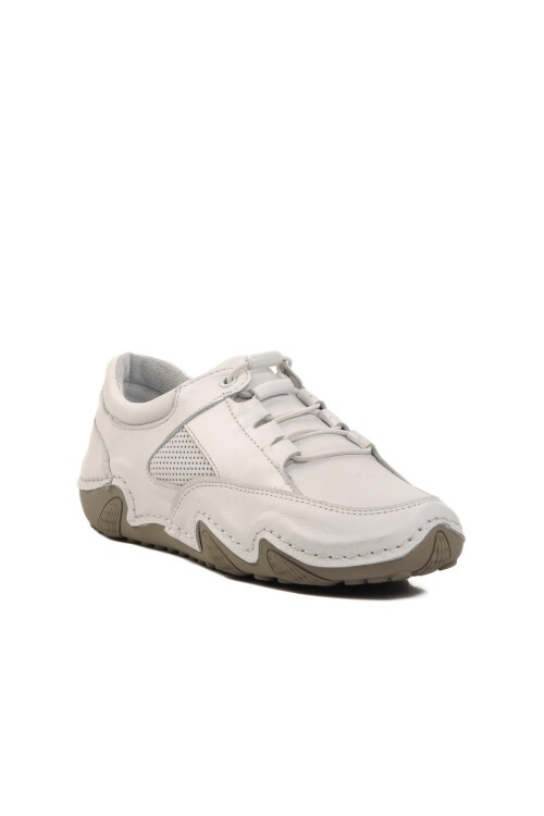 Beyaz Hakiki Deri Kadın Günlük Ayakkabı 128 Z