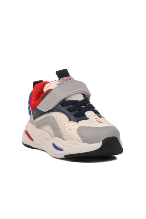 Beyaz-Lacivert Cırtlı Çocuk Spor Ayakkabı Evo P