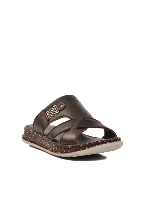 Kahve Hakiki Deri Erkek Terlik 2045 M