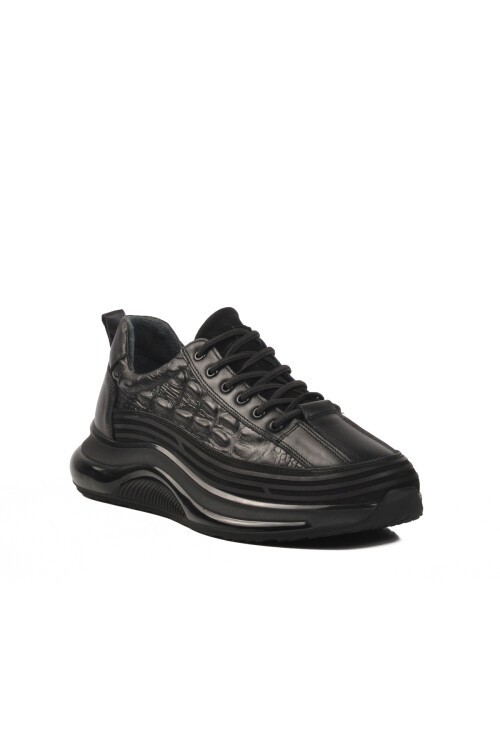 Siyah Hakiki Deri Erkek Günlük Ayakkabı 1004 M