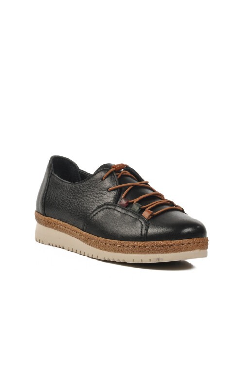 Siyah Anatomik Taban Hakiki Deri Kadın Günlük Ayakkabı Z132 Z