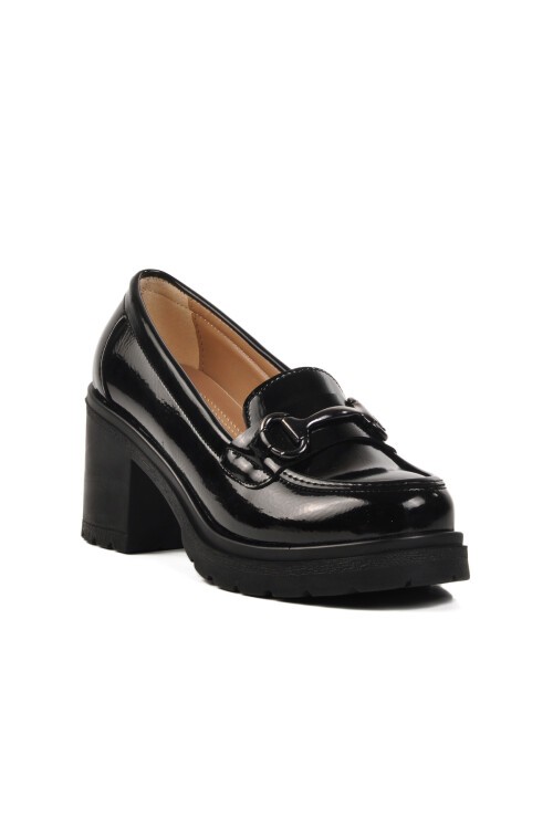 Siyah Rugan Kalın Topuk Kadın Günlük Ayakkabı 572401 Z