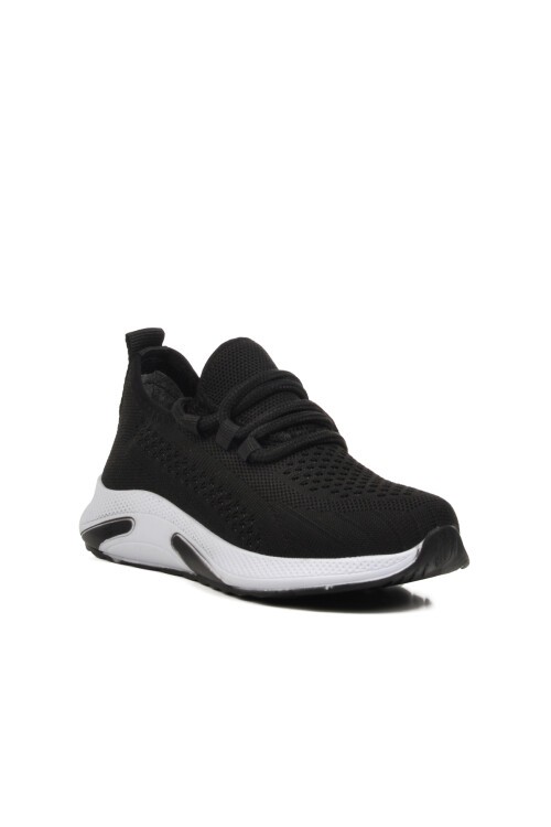 Siyah-Beyaz Hafif Fileli Çocuk Spor Ayakkabı